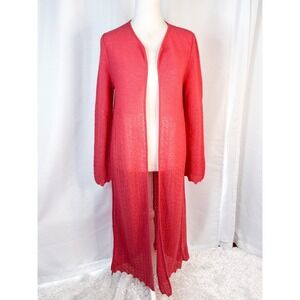 Alpaca International Briza Duster Cardigan 100% Baby Alpaca Coral Peru NWT
